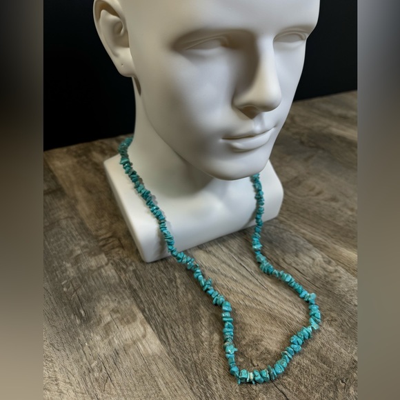 💎 Native American Single Strand Carico Lake Turquoise Necklace 💎 - Picture 4 of 6